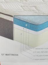 Load image into Gallery viewer, 12" Queen Gel-Infused Memory Foam Mattress