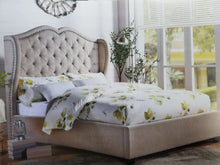 Load image into Gallery viewer, Artistic Wing-Back design Queen Upholstered Bed in Beige color